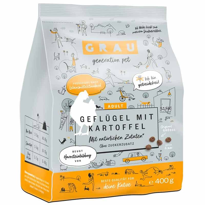 Grau Katze Adult Geflügel mit Kartoffel 400g