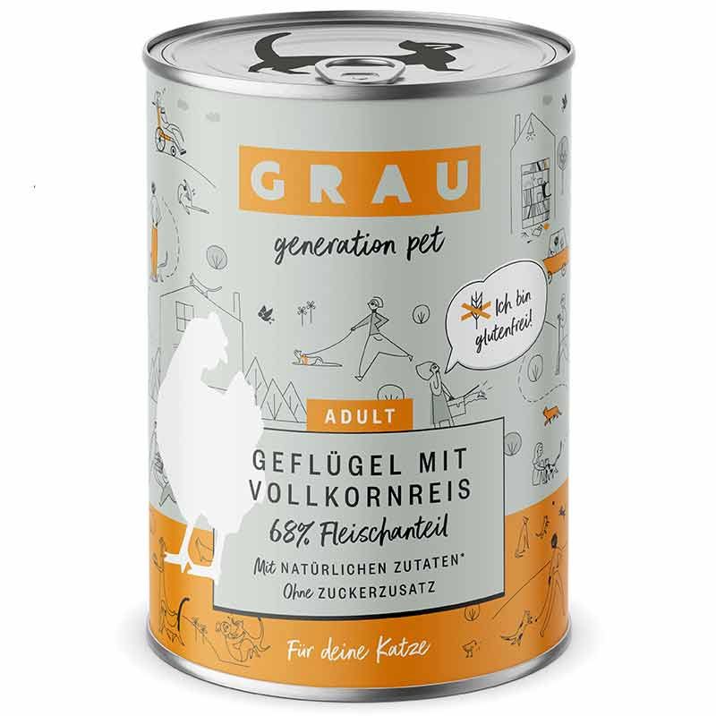Grau Katze Adult Geflügel mit Vollkornreis 400g