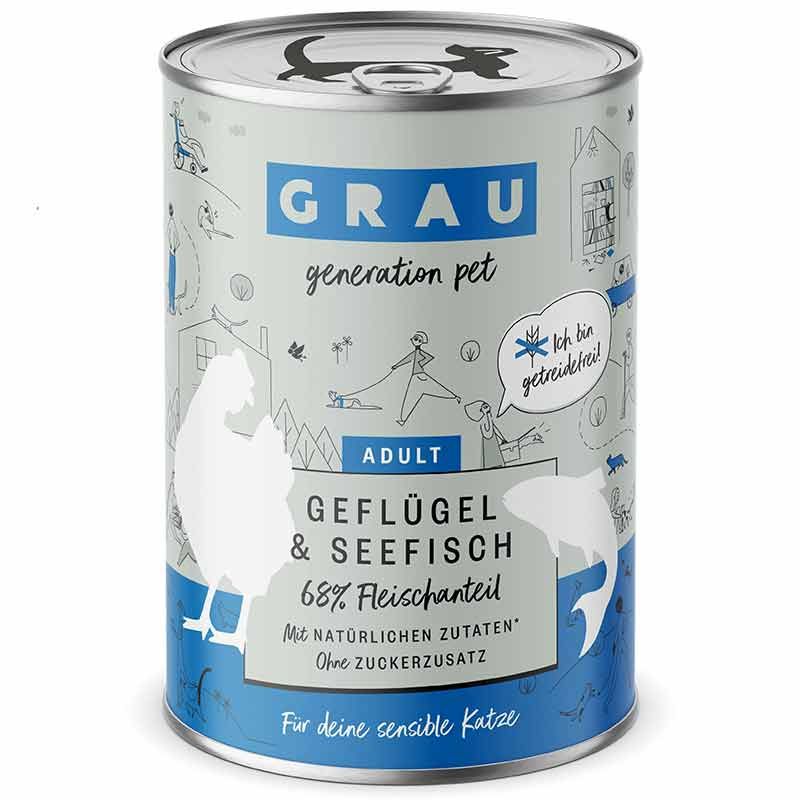 Grau Katze Adult Geflügel und Seefisch 400g