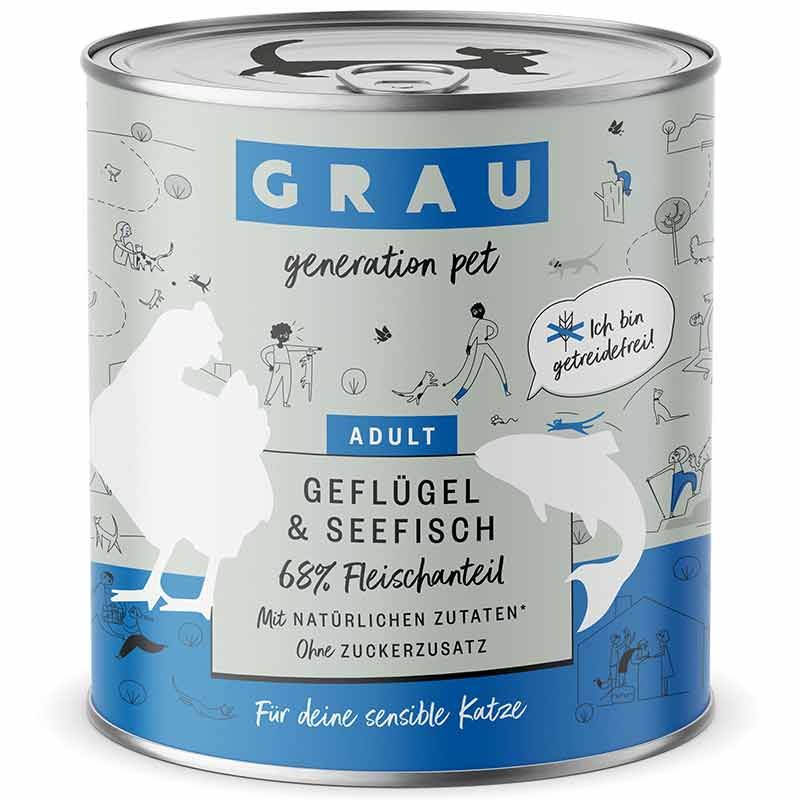 Grau Katze Adult Geflügel und Seefisch 800g