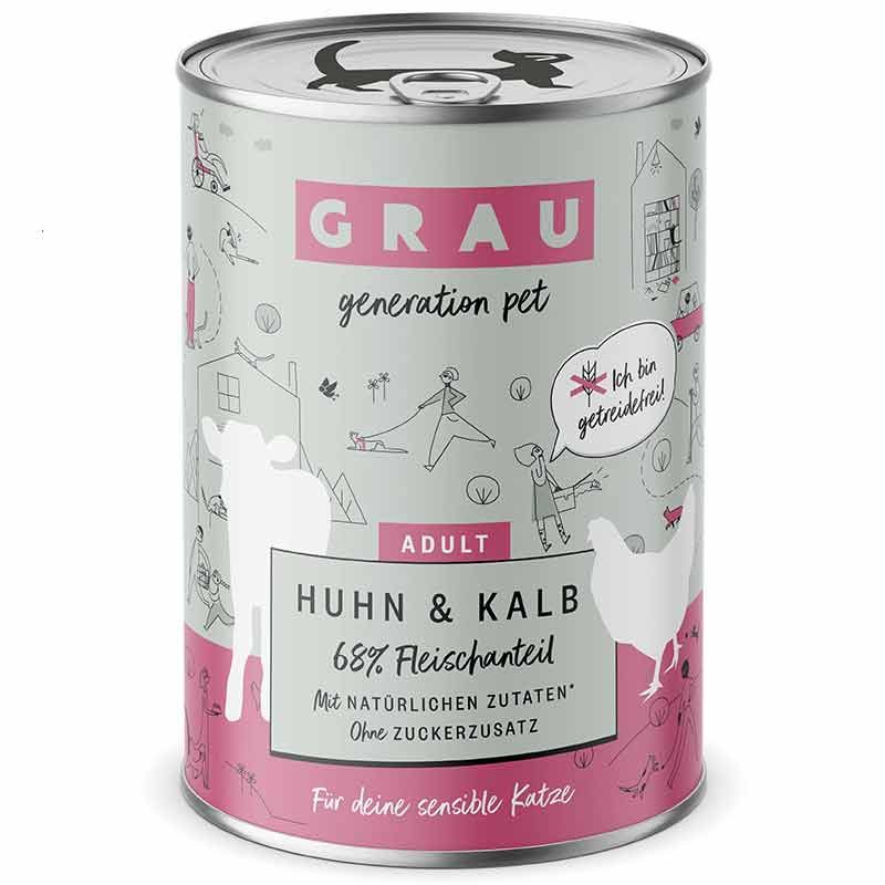 Grau Katze Adult Huhn und Kalb 400g