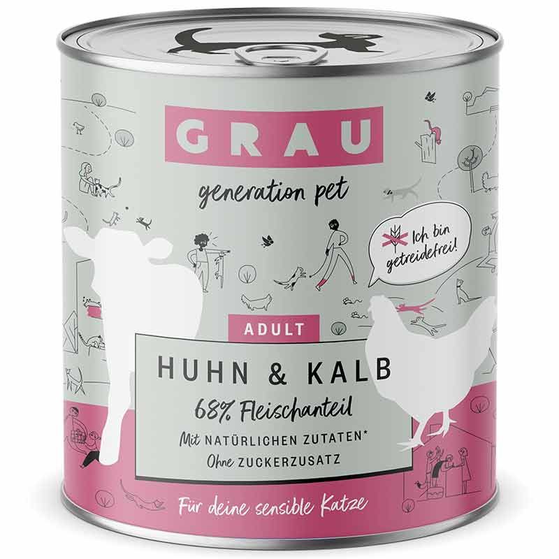 Grau Katze Adult Huhn und Kalb 800g