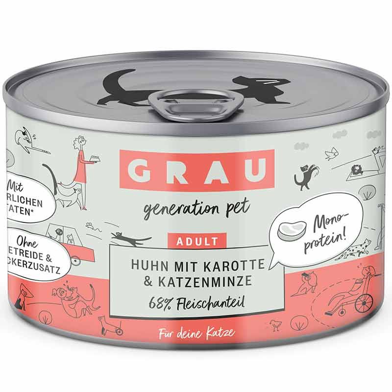 Grau Katze Adult Huhn mit Karotte und Katzenminze 200g