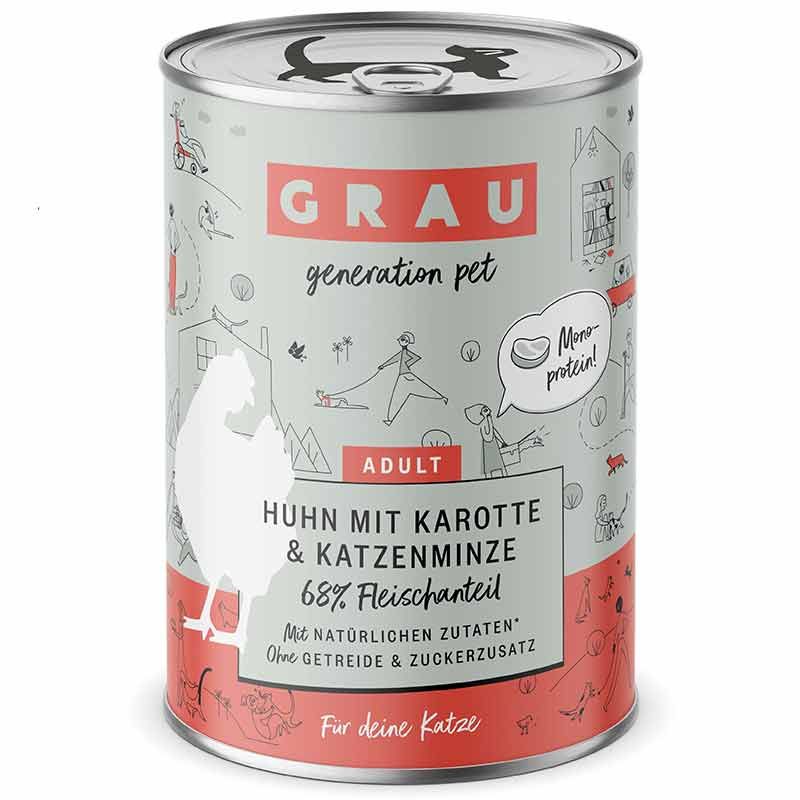 Grau Katze Adult Huhn mit Karotte und Katzenminze 400g