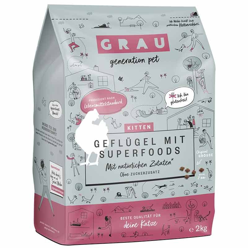 Grau Katze Kitten Geflügel mit Superfoods 2 kg
