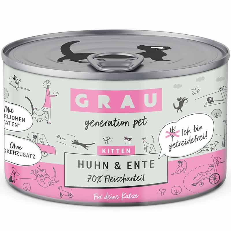 Grau Katze Kitten Huhn und Ente 200g