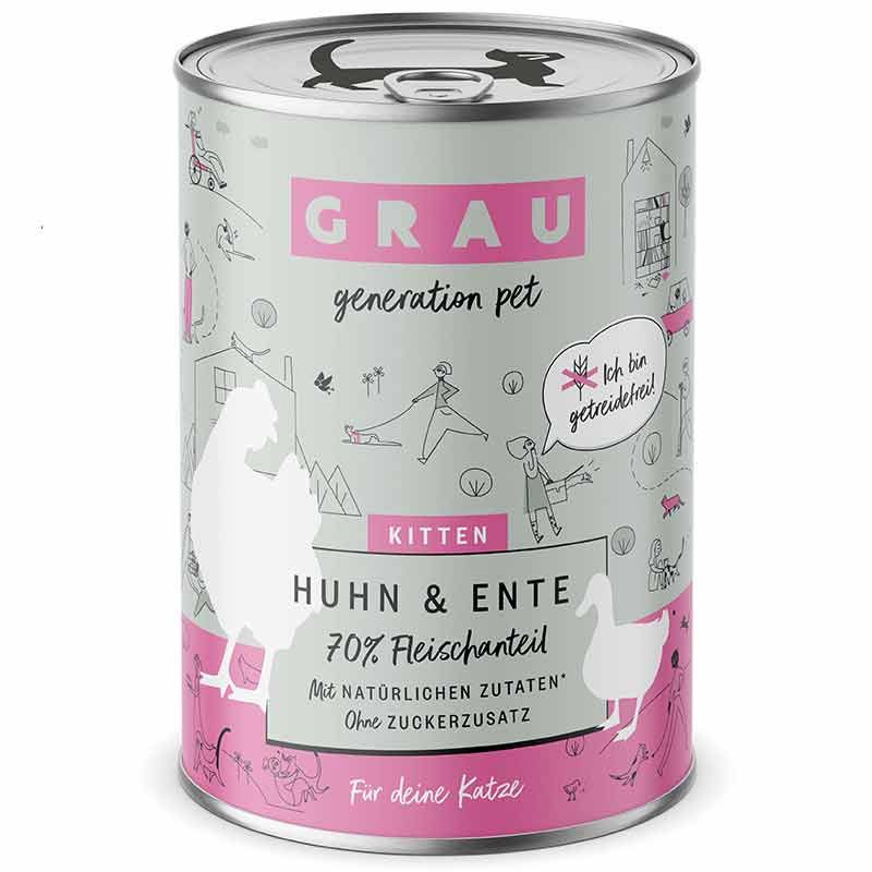 Grau Katze Kitten Huhn und Ente 400g
