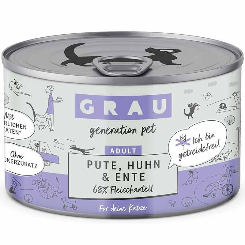 Grau Katze Adult Pute mit Huhn und Ente 200g