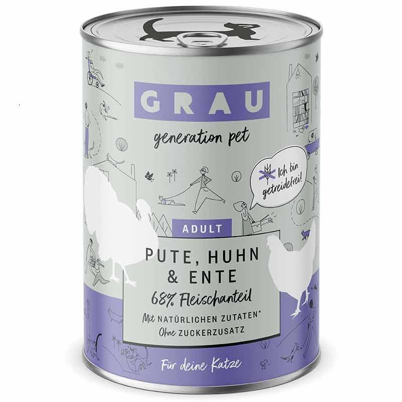 Grau Katze Adult Pute mit Huhn und Ente 400g