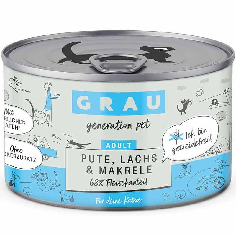 Grau Katze Adult Pute mit Lachs und Makrele 200g