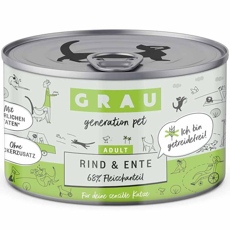 Grau Katze Adult Rind und Ente 200g