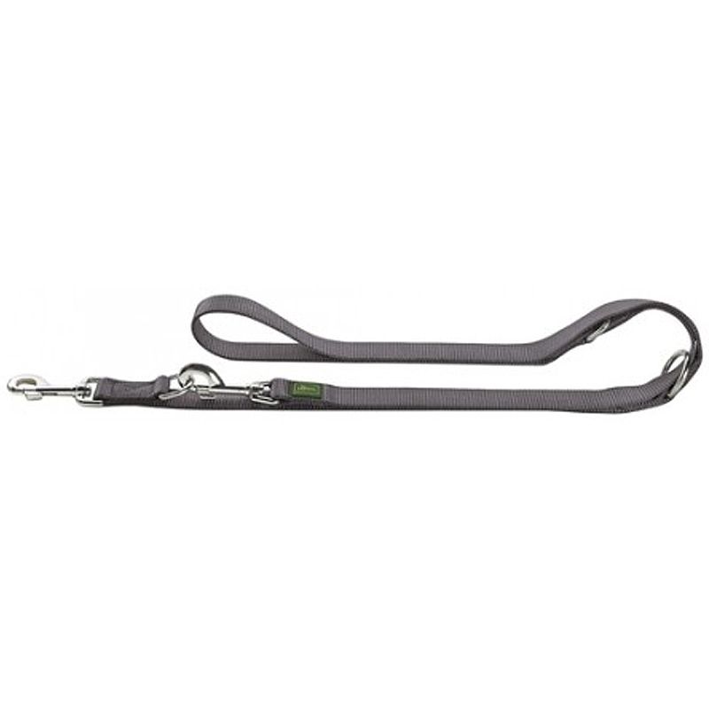 Hunter verst. Führleine, Nylon, 15/200cm, grau