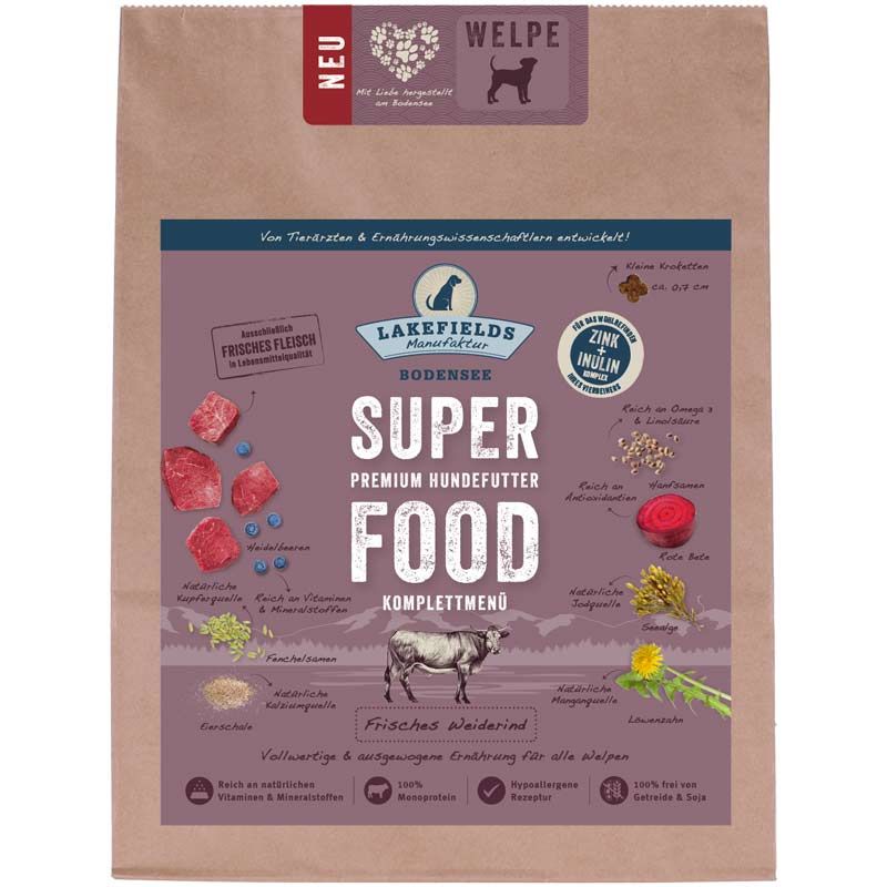 Lakefields SUPERFOOD Premium Rind für Welpen 1 kg