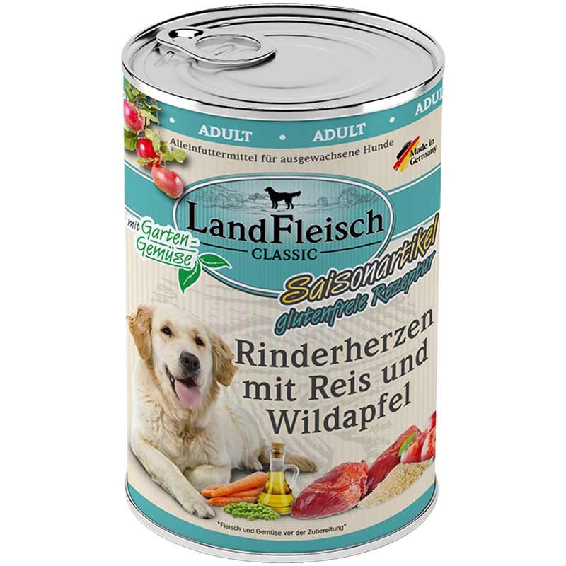 Landfleisch pur Rinderherzen mit Reis und Wildapfel 400g