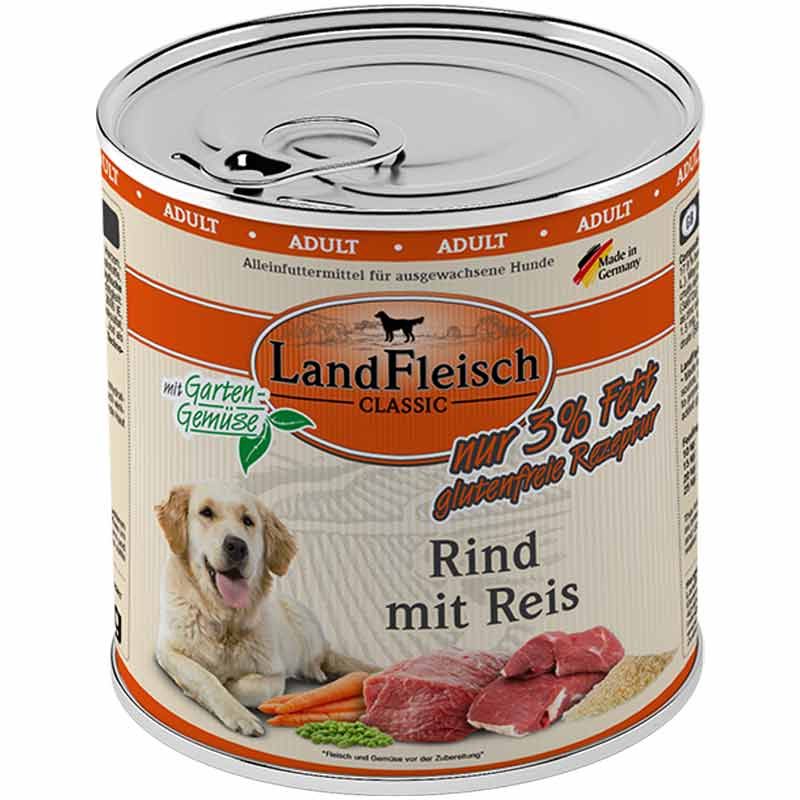 Landfleisch pur Rind mit Reis 800g