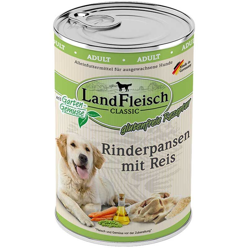 Landfleisch pur Rinderpansen mit Reis 400g