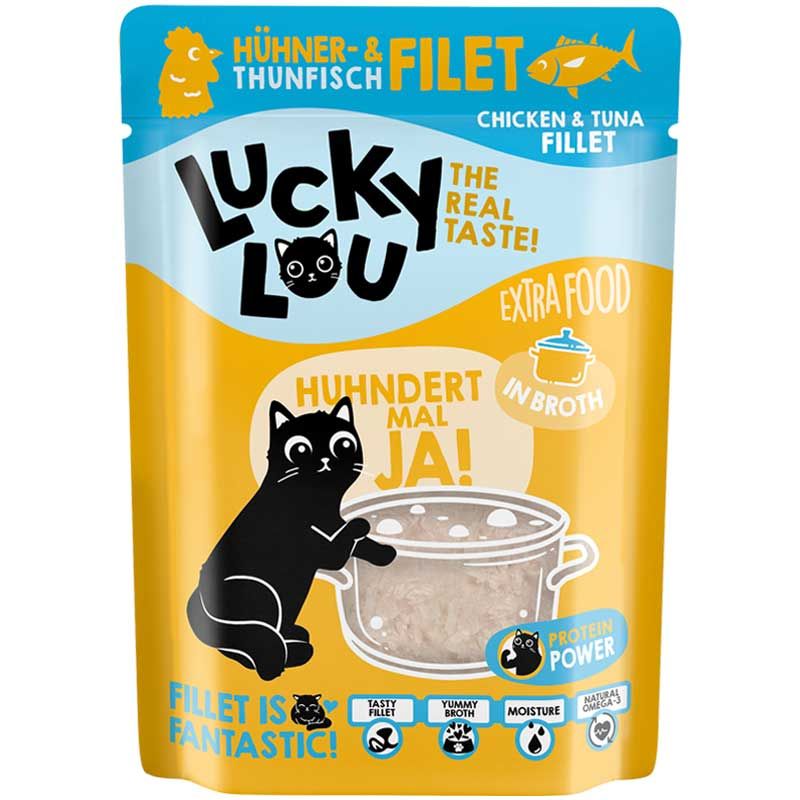 Lucky Lou Extrafood Hühner + Thunfischfilet Broth 70g Pouch