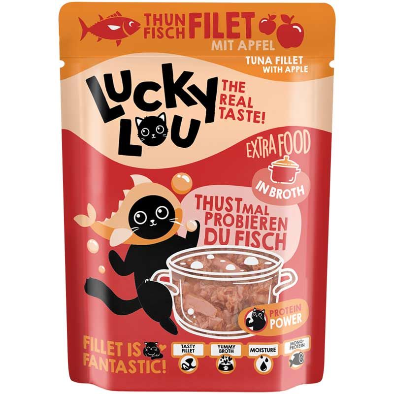 Lucky Lou Extrafood Thunfisch mit Apfel in Broth 70g Pouch