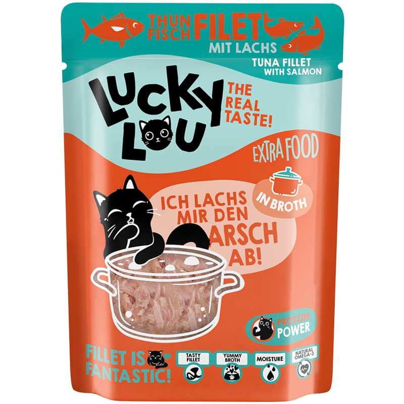 Lucky Lou Extrafood Thunfisch und Lachs in Broth 70g Pouch