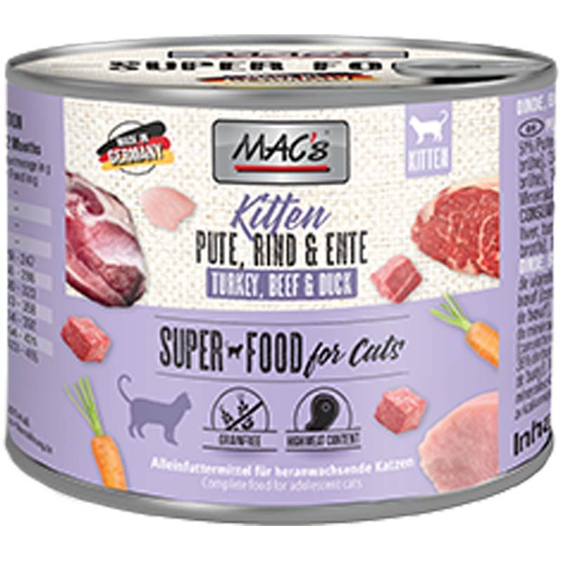 Macs Cat Dose Kitten Pute, Rind und Ente 200g