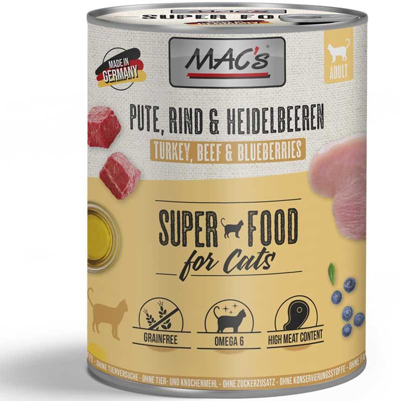 Macs Cat Dose Pute, Rind und Heidelbeeren 800g