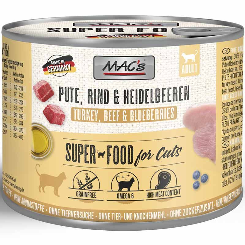Macs Cat Dose Pute, Rind und Heidelbeeren 200g
