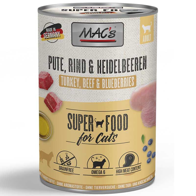 Macs Cat Dose Pute, Rind und Heidelbeeren 400g
