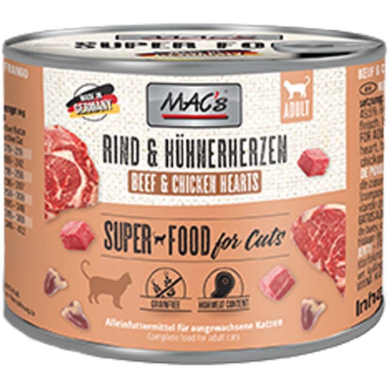 Macs Cat Dose Rind + Hühnerherzen 200g
