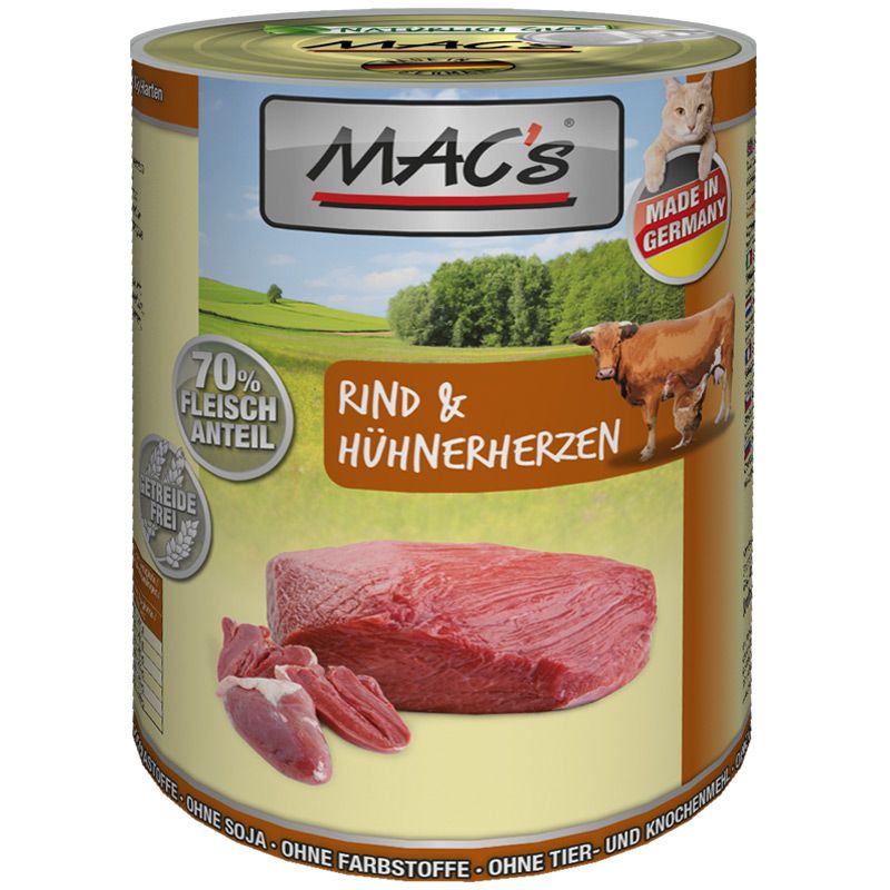 Macs Cat Dose Rind + Hühnerherzen 400g