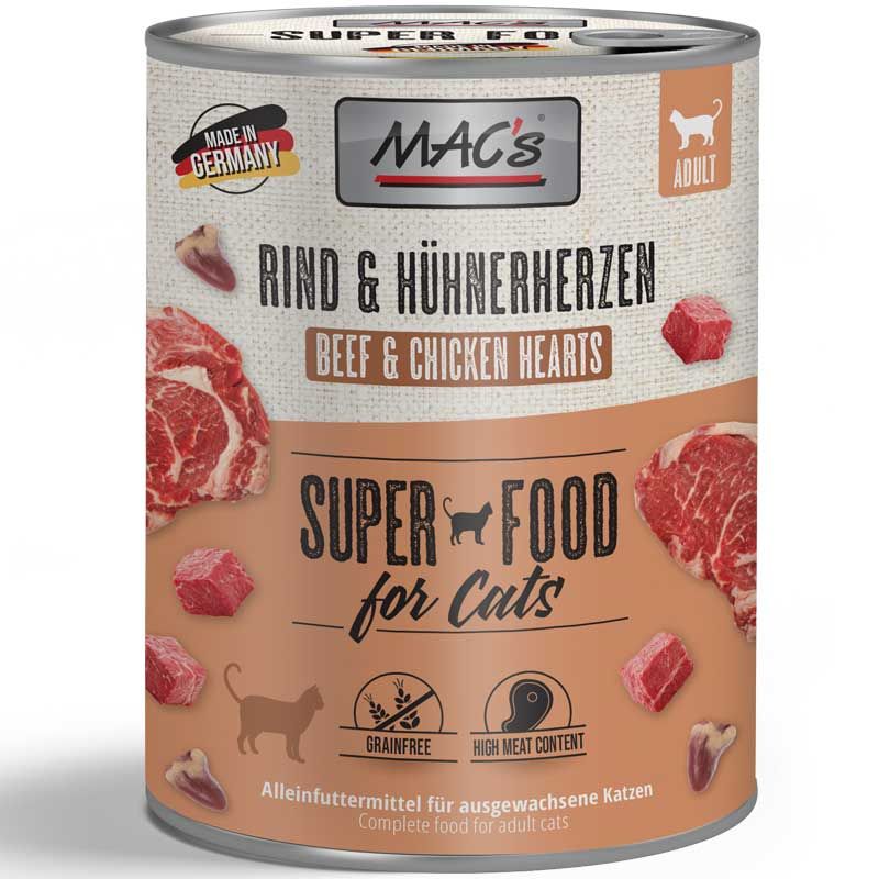Macs Cat Dose Rind + Hühnerherzen 800g