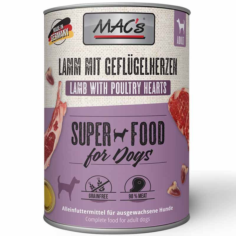 Macs Dog Lamm mit Geflügelherzen 400g