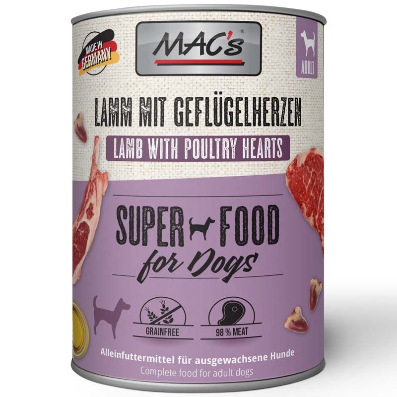 Macs Dog Lamm mit Geflügelherzen 800g