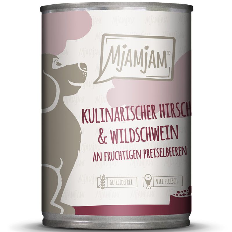 MjAMjAM Dog Dose Hirsch + Wildschwein + Preiselbeeren 400g