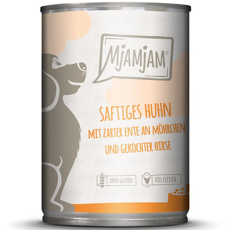 MjAMjAM Dog Dose Huhn + Ente + Möhrchen + Hirse 400g