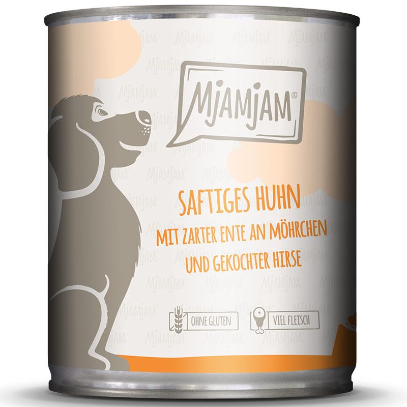MjAMjAM Dog Dose Huhn + Ente + Möhrchen + Hirse 800g