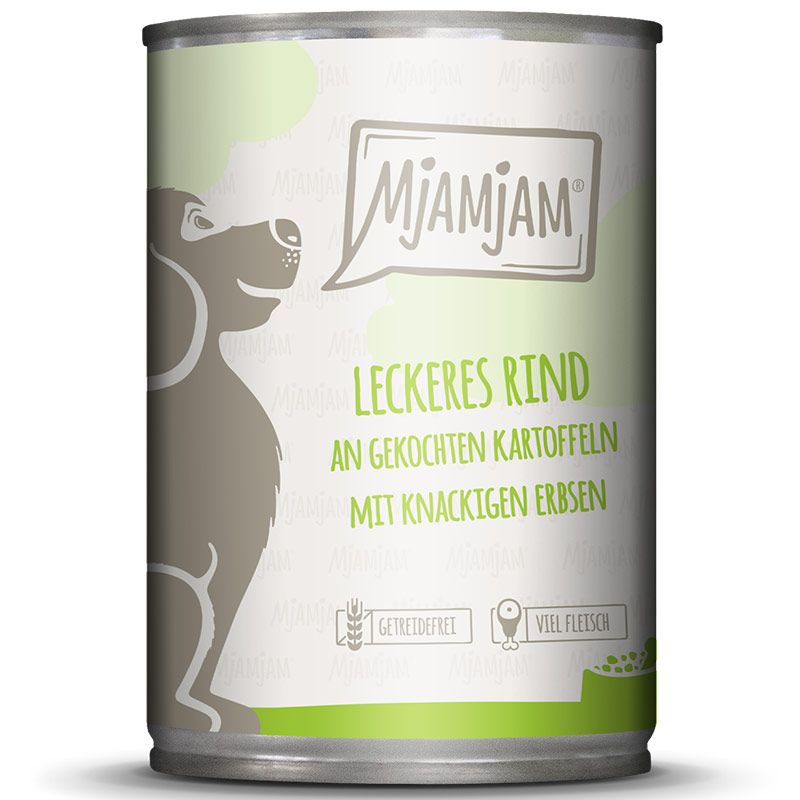 MjAMjAM Dog Dose Rind + Kartoffeln + Erbsen 400g