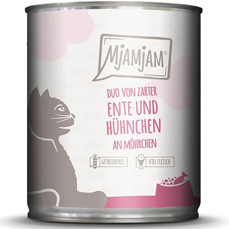 MjAMjAM Dose DUO zarte Ente + saftiges Huhn an Möhrchen 800g