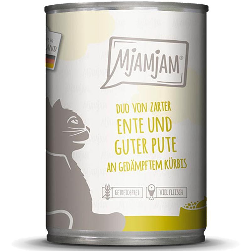 MjAMjAM Dose DUO von zarter Ente + guter Pute an Kürbis 400g