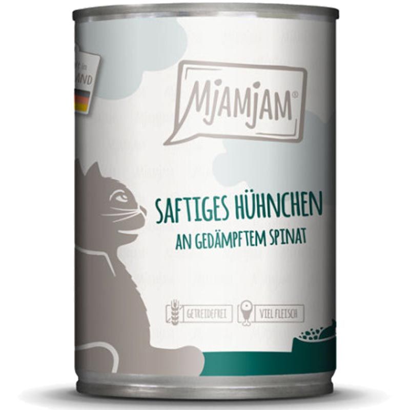 MjAMjAM Dose saftiges Hühnchen an gedämpftem Spinat 400g