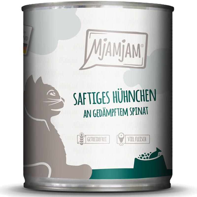 MjAMjAM Dose saftiges Hühnchen an gedämpftem Spinat 800g