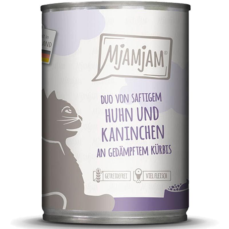 MjAMjAM Dose DUO saftiges Huhn + Kaninchen an Kürbis 400g