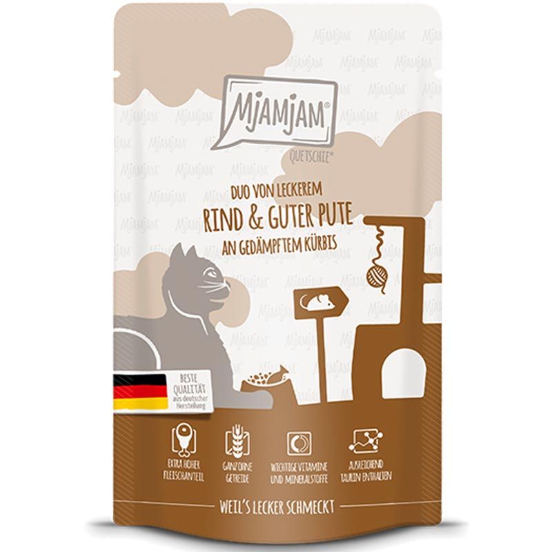 MjAMjAM Quetschie DUO von Rind + guter Pute an Kürbis 125g