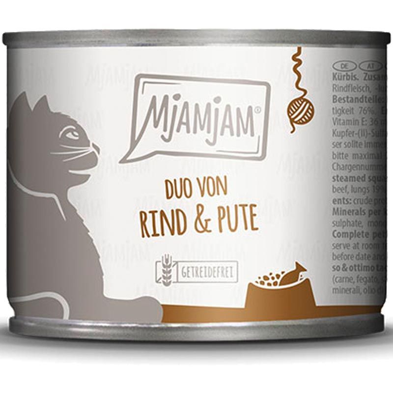 MjAMjAM Dose DUO leckerem Rind + guter Pute an Kürbis 200g