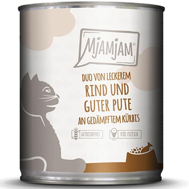 MjAMjAM Dose DUO leckerem Rind + guter Pute an Kürbis 800g