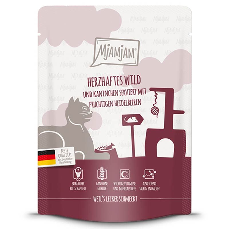 MjAMjAM Quetschie Wild + Kaninchen + Heidelbeeren 300g