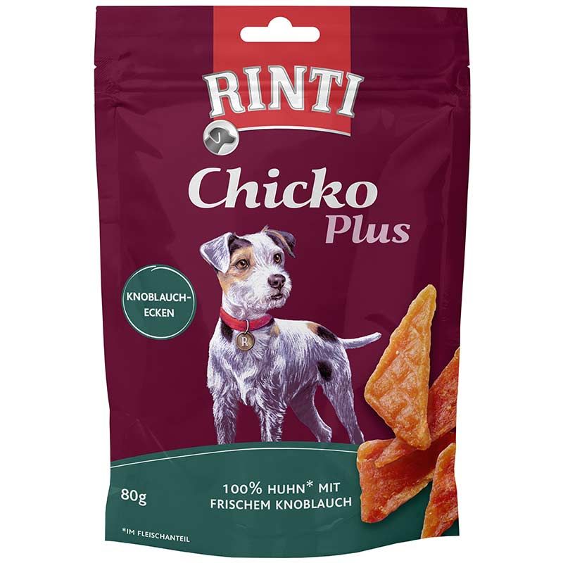 Rinti Snack Chicko Plus Huhn mit Knoblauch-Ecken 80g