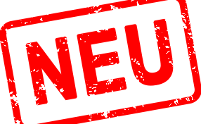 'Neu' Schriftzug auf weißem Hintergrund